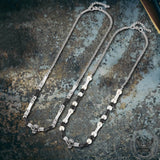 Multi-color Gemstone Beaded Stainless Steel Skull Necklace | Gthic.com