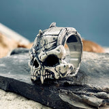Mysterious Alien sterling silver skull ring03 | Gthic.com