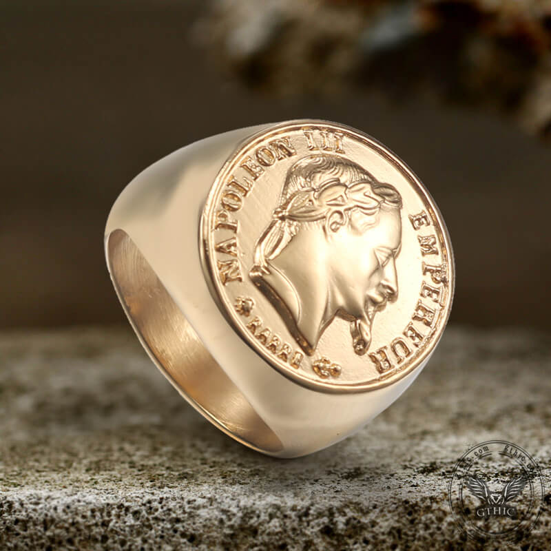 Napoleon Empereur Coin Stainless Steel Ring | Gthic.com
