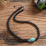 Natural Stone Beads Turquoise Stainless Steel Necklace | Gthic.com