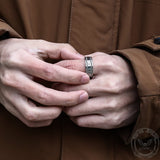 Norse Runes Twist Chain Stainless Steel Viking Ring