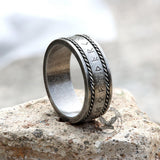 Norse Runes Twist Chain Stainless Steel Viking Ring