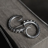 Octopus Arms Sterling Silver Stud Earrings | Gthic.com