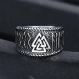 ODIN Runes Valknut 316L Stainless Steel Viking Ring - GTHIC
