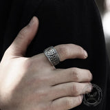ODIN Runes Valknut 316L Stainless Steel Viking Ring - GTHIC