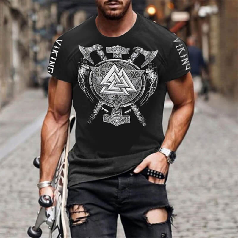 Odin Warrior Polyester Viking T-shirt GTHIC