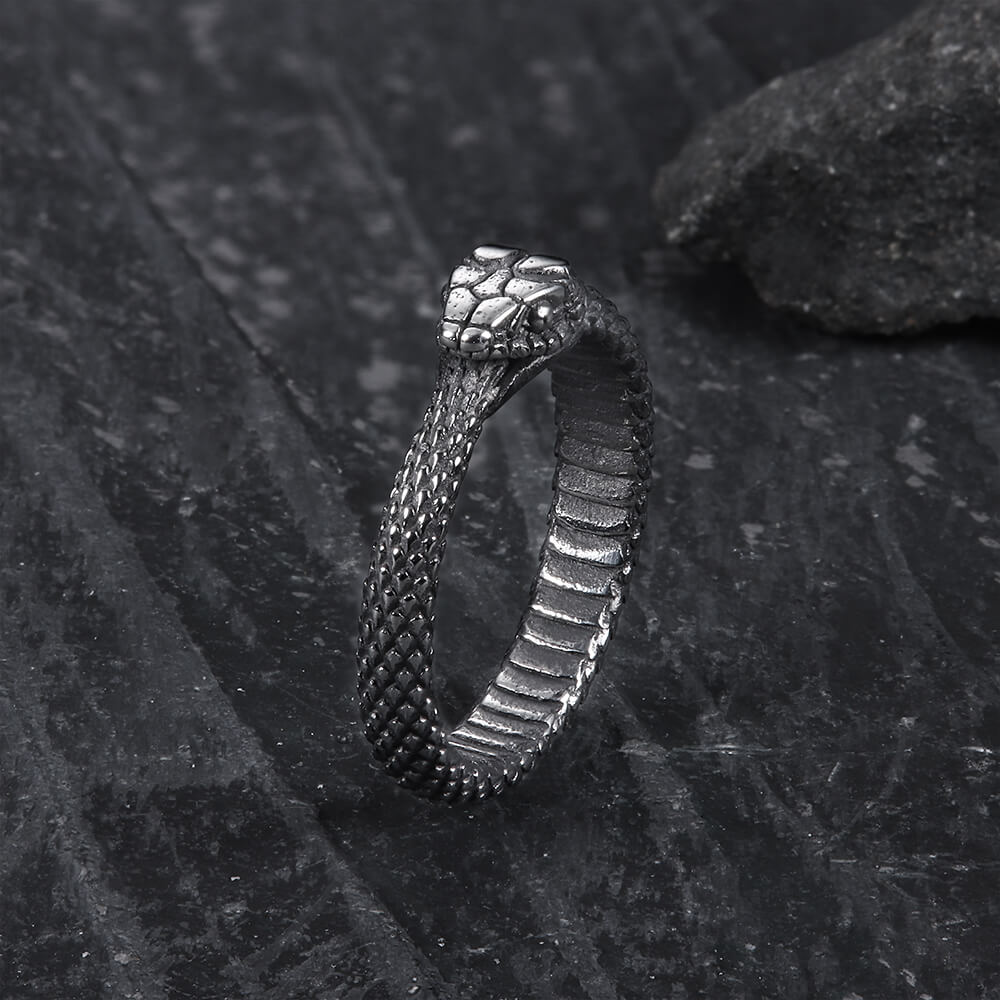 Ouroboros Snake Stainless Steel Ring – GTHIC - Main Image