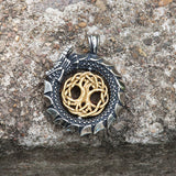 Ouroboros Tree of Life Stainless Steel Spinner Pendant | Gthic.com