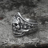 Pirate Anchor Stainless Steel Skull Ring | Gthic.com