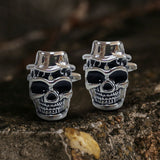 Pirate With Hat Brass Skull Cufflinks 01 | Gthic.com