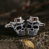 Pirate With Hat Brass Skull Cufflinks 02 | Gthic.com
