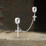 Punk Cross Tassel Stainless Steel Earrings | Gthic.com