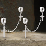 Punk Cross Tassel Stainless Steel Earrings | Gthic.com