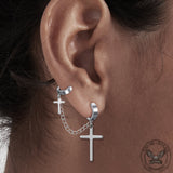 Punk Cross Tassel Stainless Steel Earrings