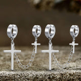 Punk Cross Tassel Stainless Steel Earrings | Gthic.com