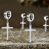 Punk Cross Tassel Stainless Steel Earrings | Gthic.com