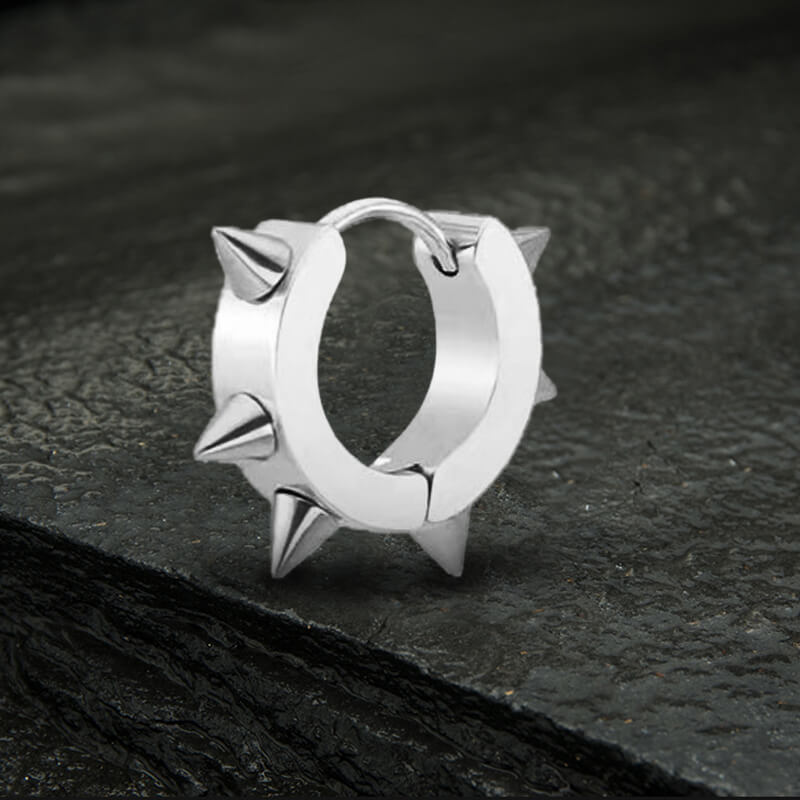 Sentio Silver-Tone Spiked Surgical Steel Clip-On Hoop Earring In Stock! Lucleon - Foto 10