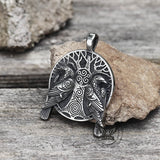 Colgante vikingo de acero inoxidable Raven Tree Of Life