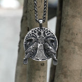 Colgante vikingo de acero inoxidable Raven Tree Of Life