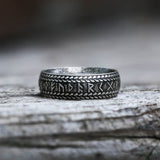Retro Futhark Runes Stainless Steel Ring | Gthic.com