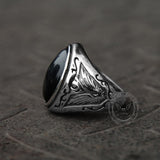 Retro Pattern Gem Stainless Steel Ring