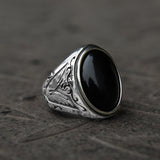 Retro Pattern Gem Stainless Steel Ring