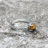 Retro Pattern Stainless Steel Gem Ring | Gthic.com
