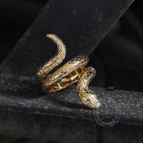 Retro Punk Winding Snake Cobra Stainless Steel Ring04 gold | Gthic.com