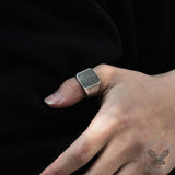 Retro Simple Plain Stainless Steel Square Ring