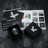 Ruby & Sapphire Eye Stainless Steel Skull Ring - GTHIC