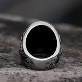 Ruby & Sapphire Eye Stainless Steel Skull Ring | Gthic.com
