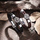 Rudder Stainless Steel Leather Marine Bracelet | Gthic.com