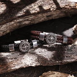 Rudder Stainless Steel Leather Marine Bracelet | Gthic.com