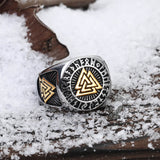 Runes Valknut Triangle Stainless Steel Viking Ring | Gthic.com