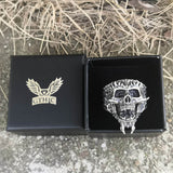 Anello in argento sterling con teschio di demone urlante
