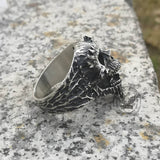Anello in argento sterling con teschio di demone urlante