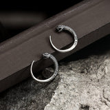 Vintage Snake-Shaped Sterling Silver Hoop Earrings