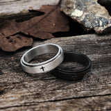 Simple Cross Stainless Steel Decompression Spinner Ring