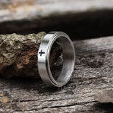 Simple Cross Stainless Steel Decompression Spinner Ring