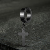 Simple Cross Stainless Steel Hoop Earrings
