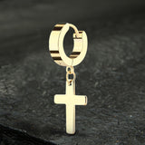 Simple Cross Stainless Steel Hoop Earrings | Gthic.com