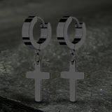 Simple Cross Stainless Steel Hoop Earrings