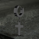 Simple Cross Stainless Steel Hoop Earrings