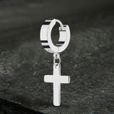 Simple Cross Stainless Steel Hoop Earrings | Gthic.com