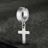 Simple Cross Stainless Steel Hoop Earrings