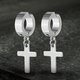 Simple Cross Stainless Steel Hoop Earrings