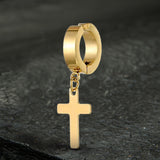 Simple Cross Stainless Steel Hoop Earrings
