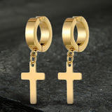 Simple Cross Stainless Steel Hoop Earrings