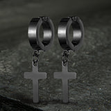 Simple Cross Stainless Steel Hoop Earrings