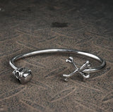 Skull and Crossbones Stainless Steel Open Bracelet | Gthic.com